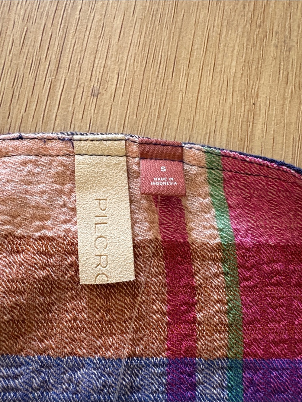 Pilcro Anthropologie -Plaid Drawstring Peplum Blouse in Pink + Navy - Picture 3 of 6